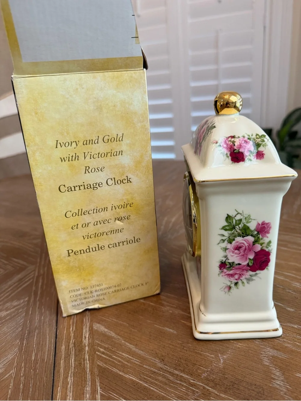 Vintage Formalities by Baum Bros Victorian Rose Carriage Clock